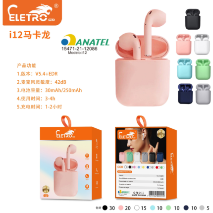 FONE DE OUVIDO COLORIDA BLUETOOTH ALTOMEX - i12
