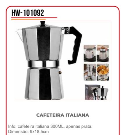 Cafeteira Italiana Moka 300ml WSOM HW-101092 – 6 Xícaras, Alumínio Premium, Design Clássico Preto Fosco