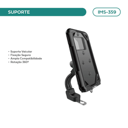 SUPORTE VEICULAR FIXACAO SEGURA AMPLA COMPATIBILIDADE ROTACAO 360o