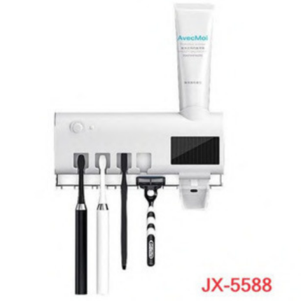 Porta Escova com Dispenser Automático JX-5588 | Esterilizador UV e Aplicador de Creme Dental