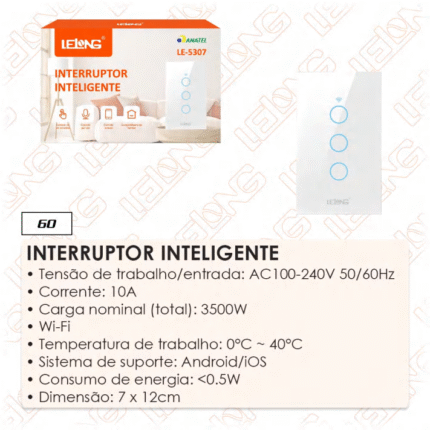 INTERRUPTOR INTELIGENTE WI-FI (3 BOTOES)