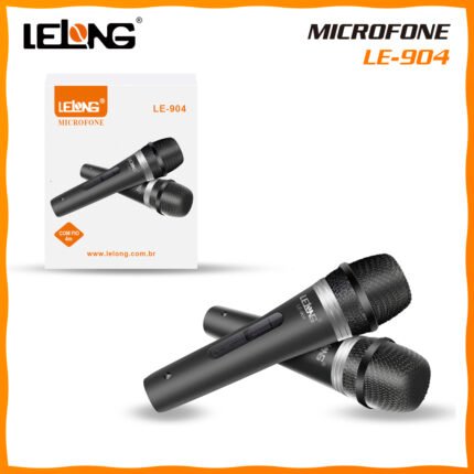 Microfone com Fio LE-904 – Alta Sensibilidade, Cabo de 4 Metros, Ideal para Karaokê, Eventos, Palestras e Igrejas