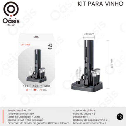 CONJUNTO DE ABRIDOR DE VINHO
