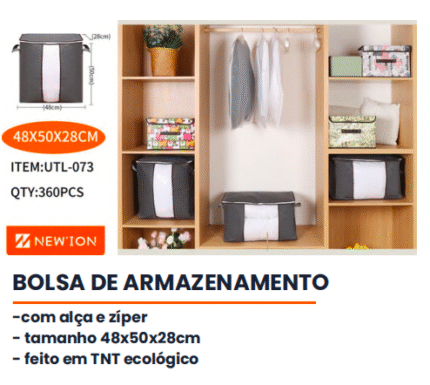 Organizador de Roupas UTL-073 com Zíper e Alças Laterais